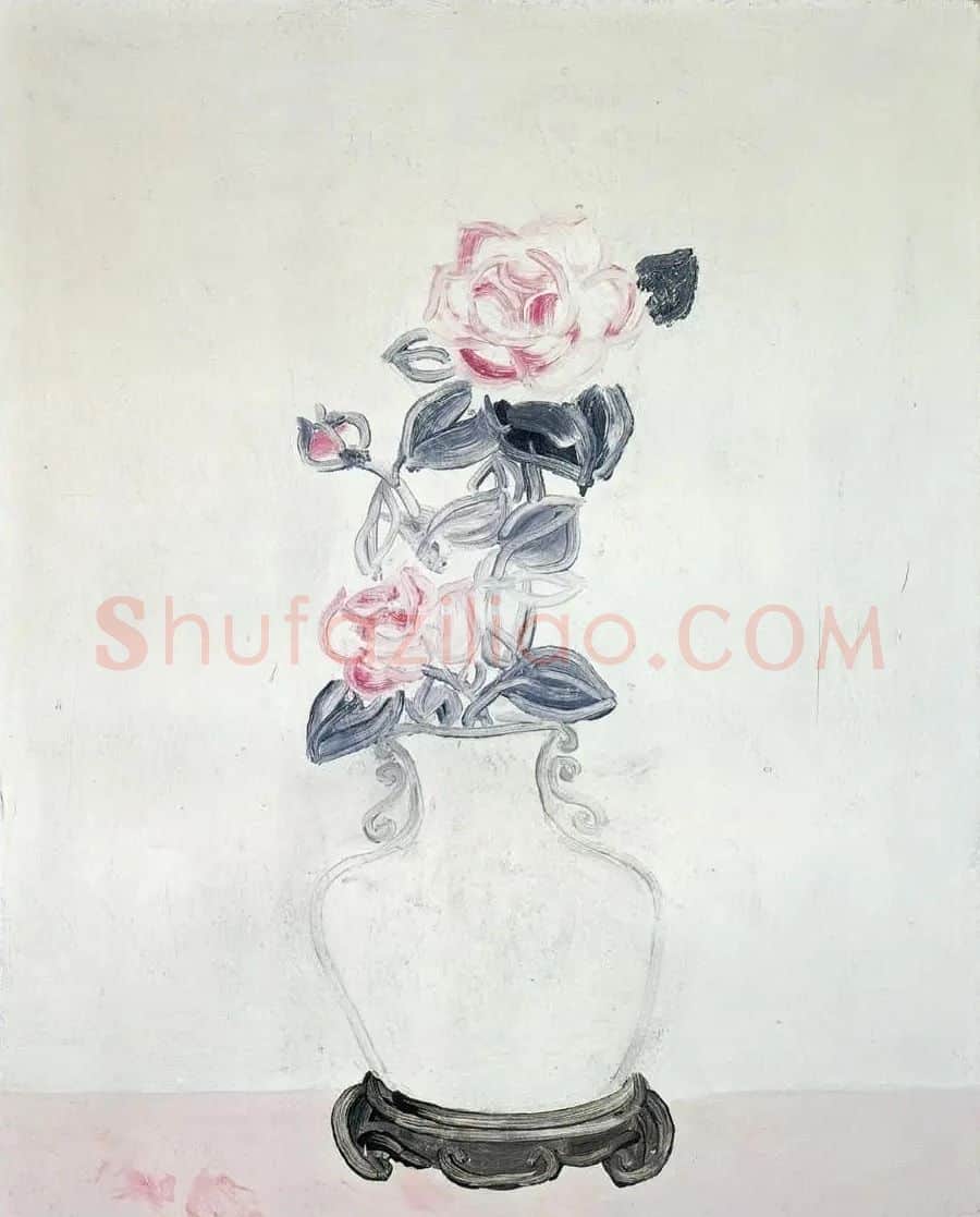 常玉·白瓶粉红玫瑰