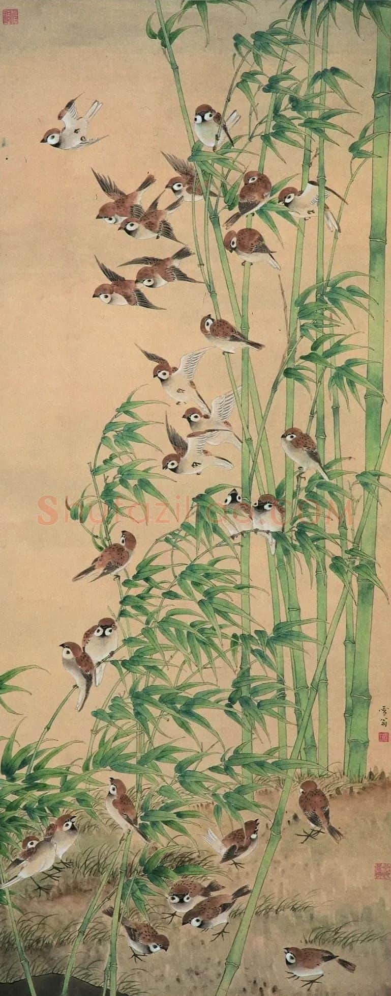 陈之佛·翠竹群雀