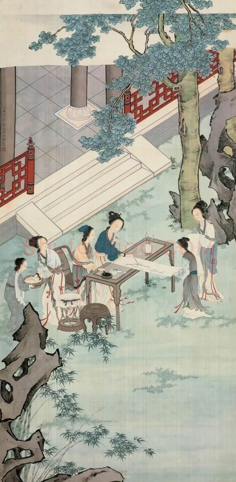 王叔晖·桐荫作画