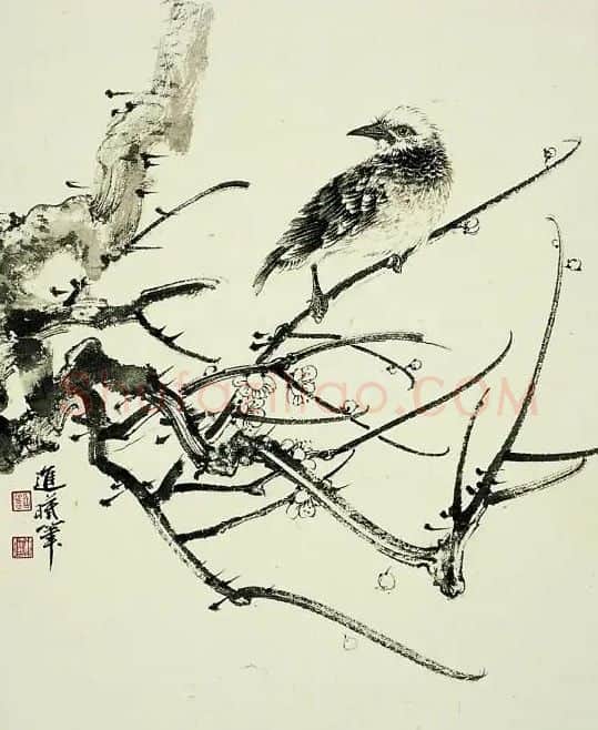 胡进曦·墨花墨禽之二