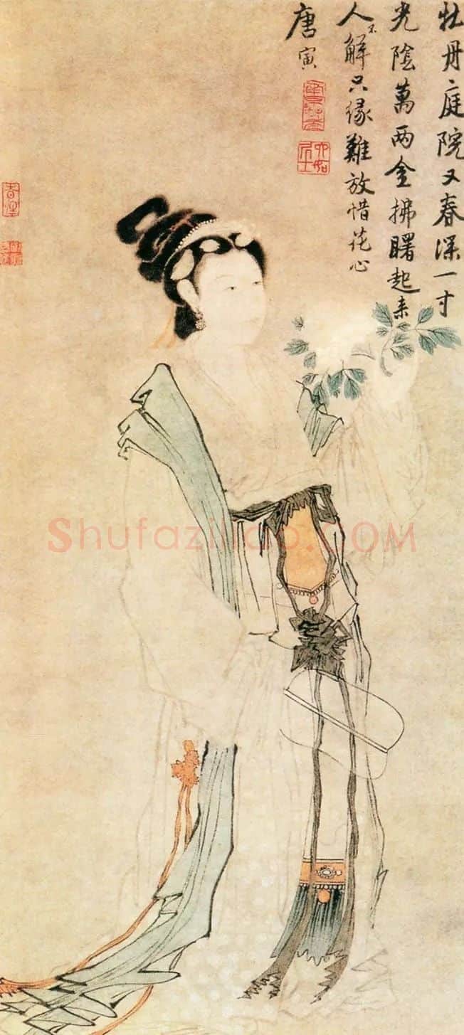 唐寅·《牡丹仕女图》