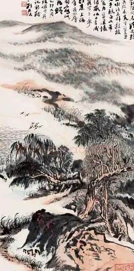 陆俨少·远浦鸥影