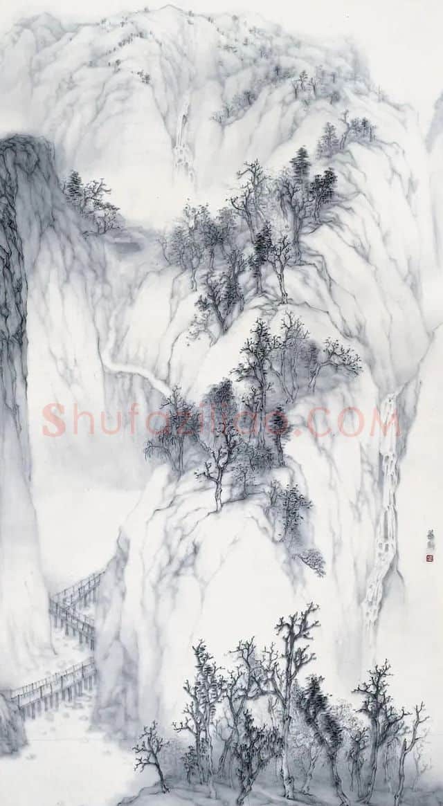 许华新·山色清幽 180x96cm 纸本水墨