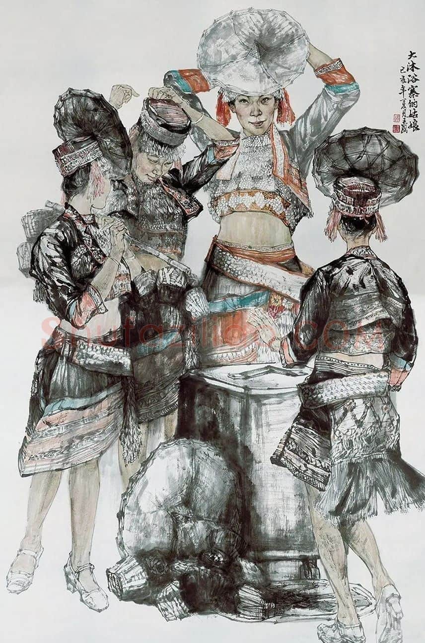 王巍·大沐浴寨的姑娘120×190cm
