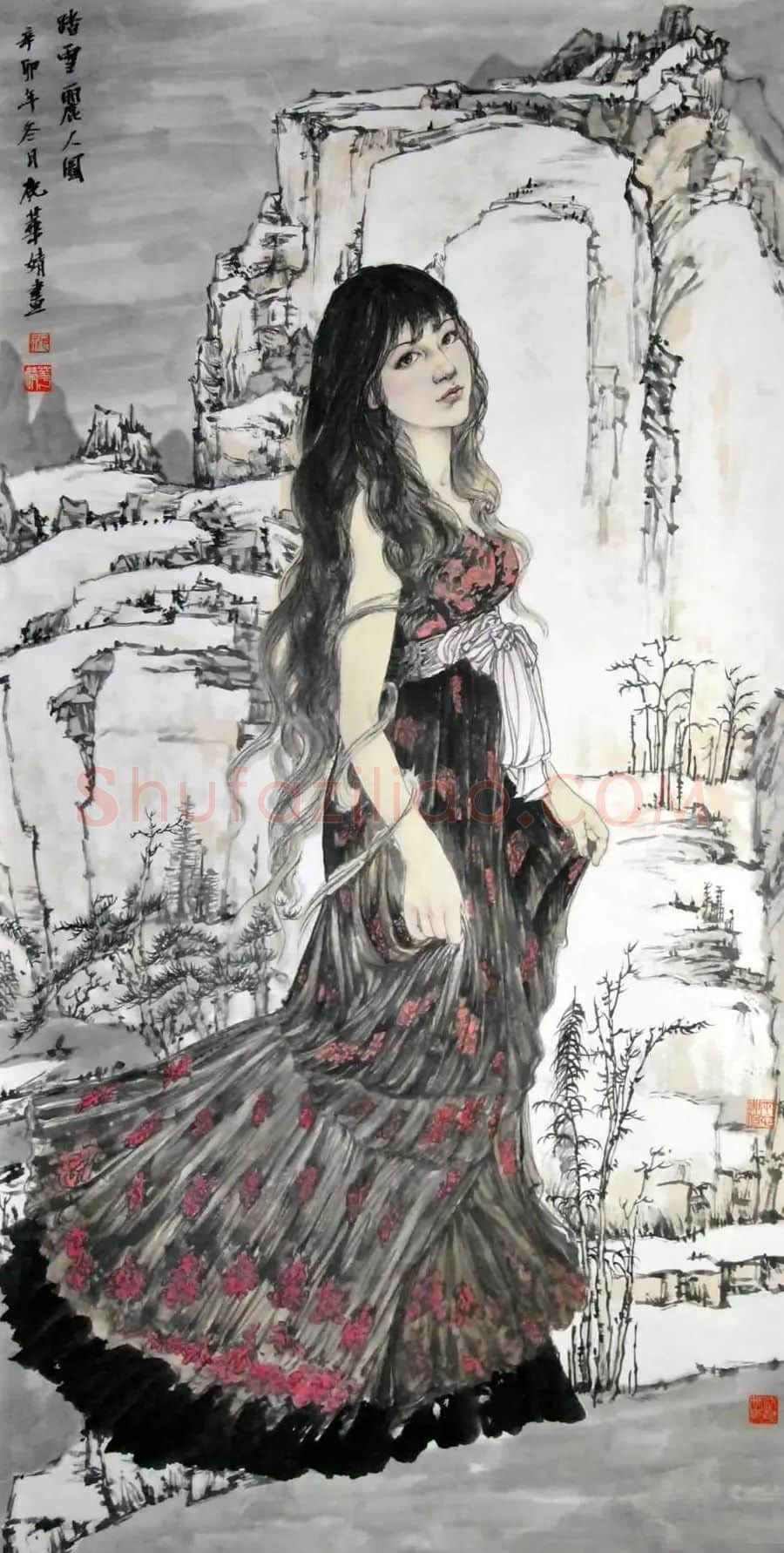 祝华婧·踏雪丽人图