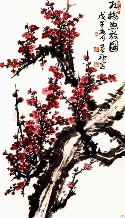 李苦禅·红梅怒放图