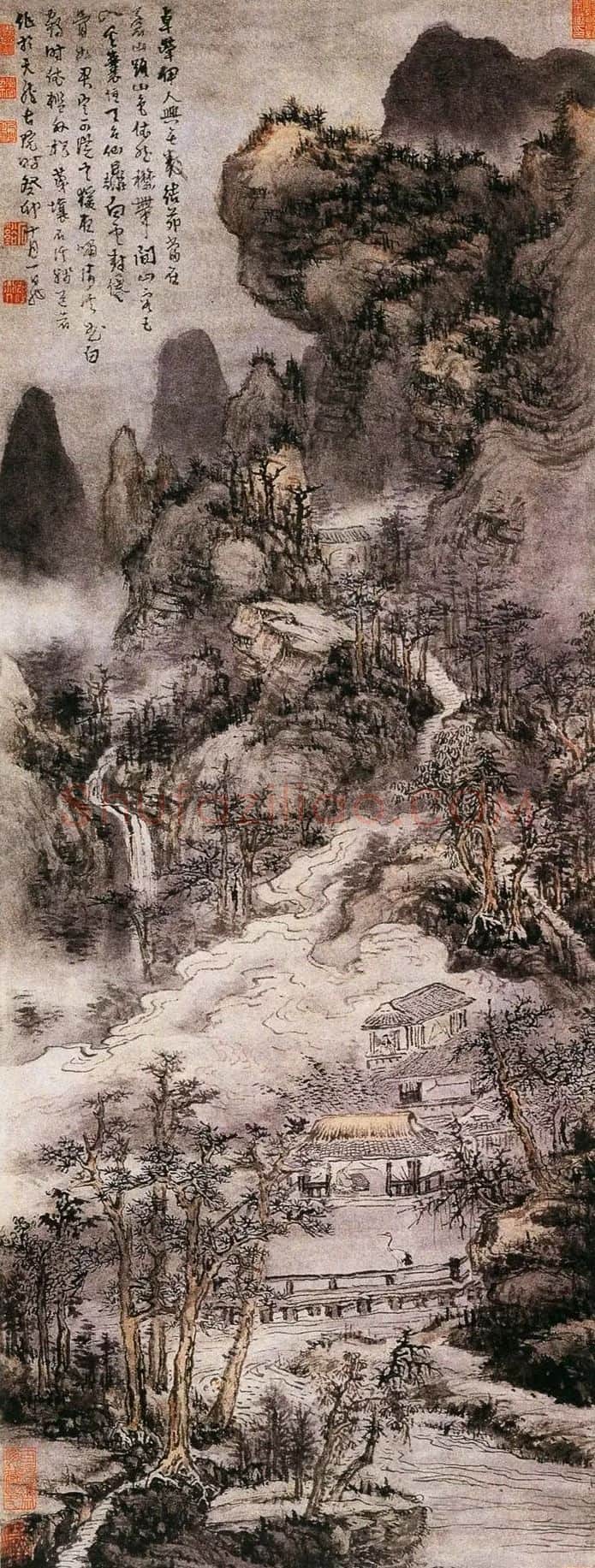 髡残·云房舞鹤图