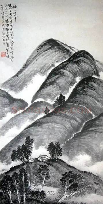 贺天健·摄山道中