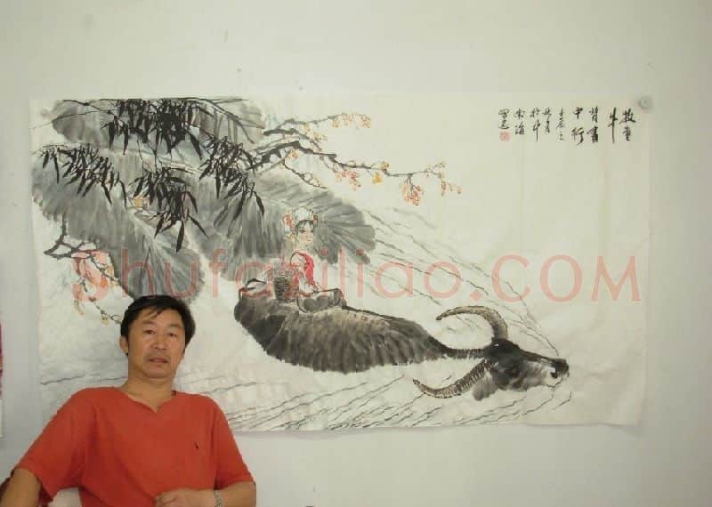 理习忠·理习中为中南海创作的《牧童牛背画中行》