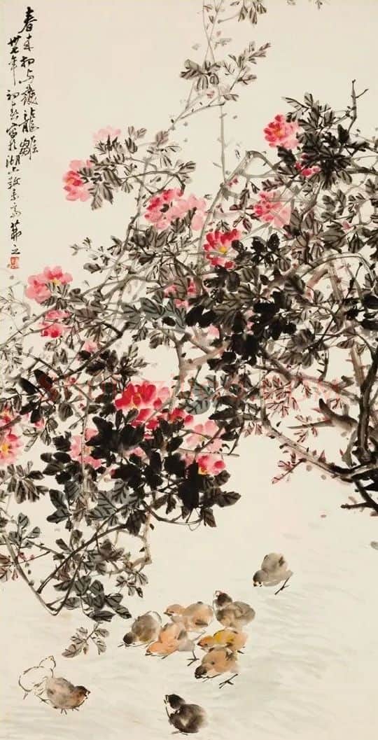 吴茀之·蔷薇雏鸡 