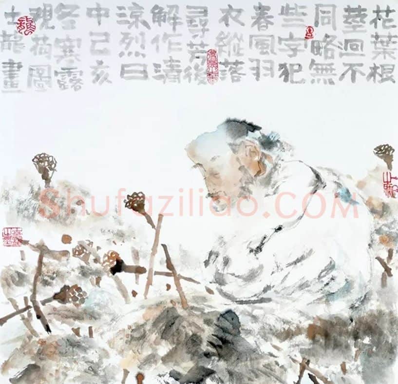 曲士龙·《观荷图》2019年