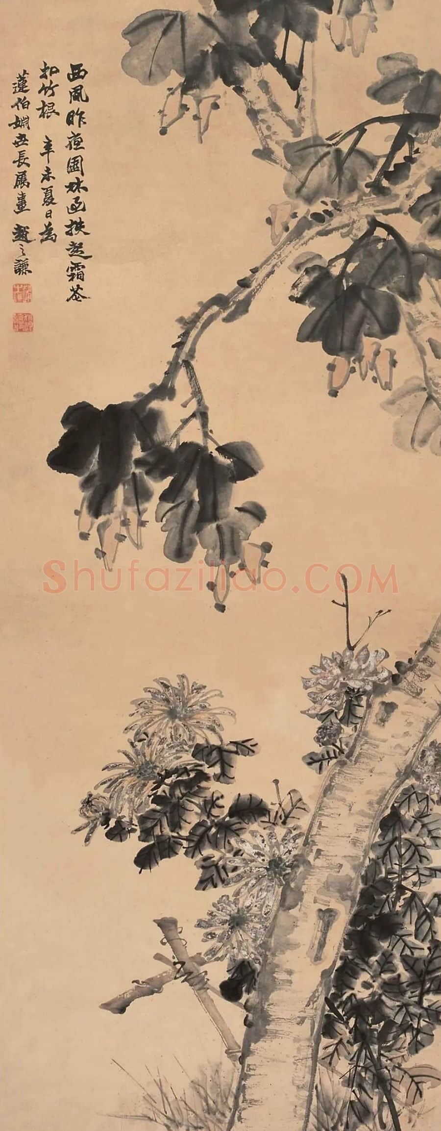赵之谦·梧桐菊花