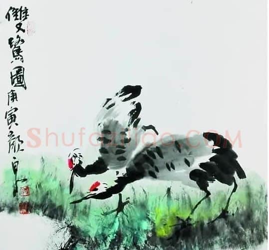 颜泉·双鹭图