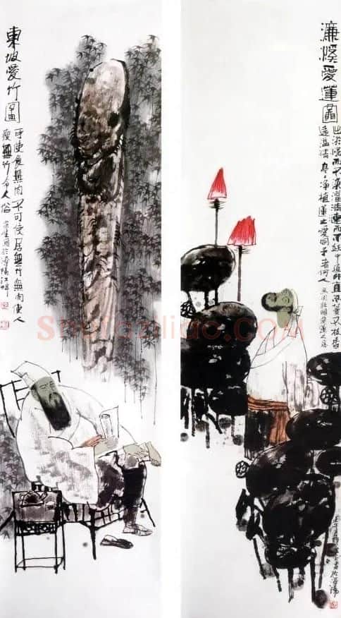 汤炎生·东坡爱竹&濂溪爱莲