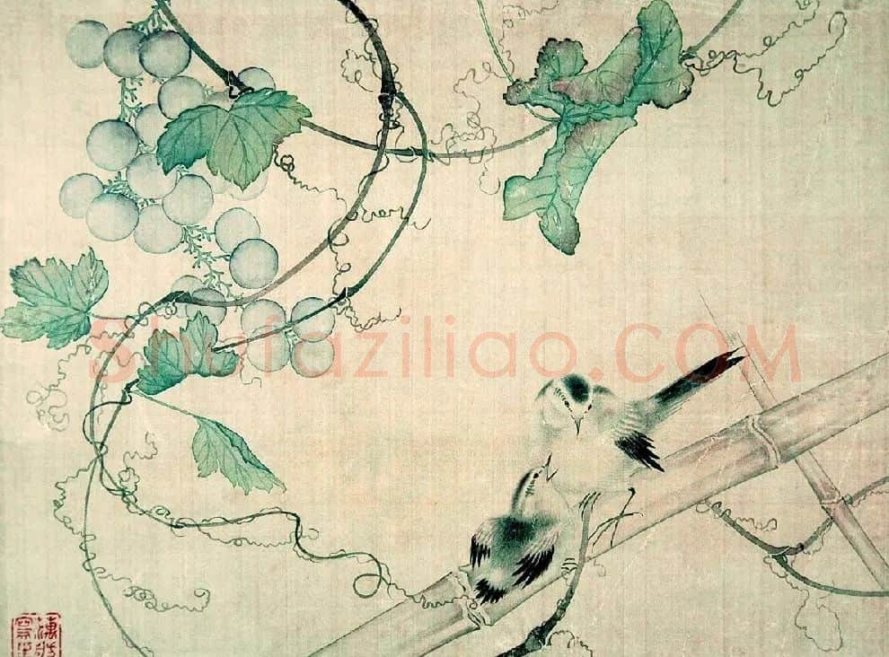 范金镛·《双鸟葡萄》