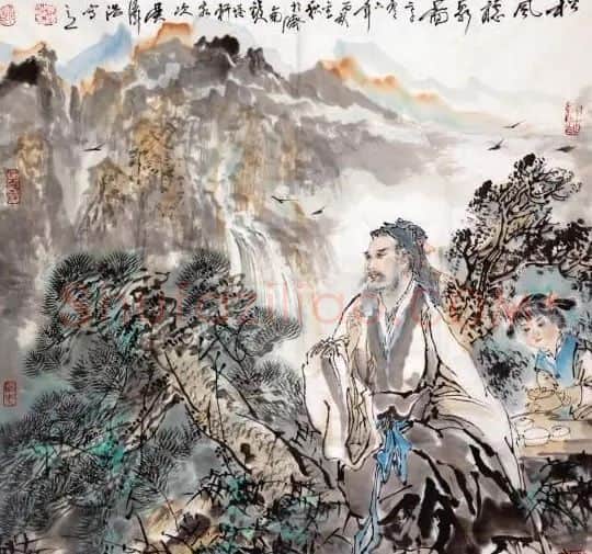 吴泽浩·松风听泉图