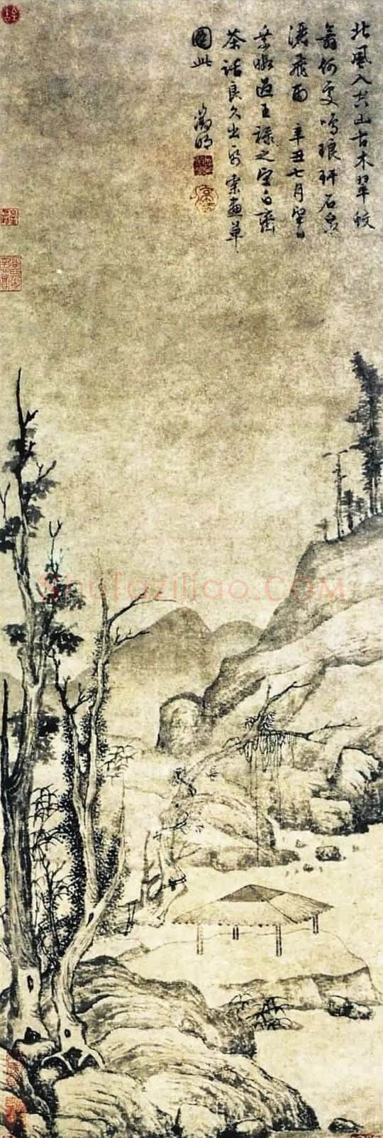文征明·寒林竹石图