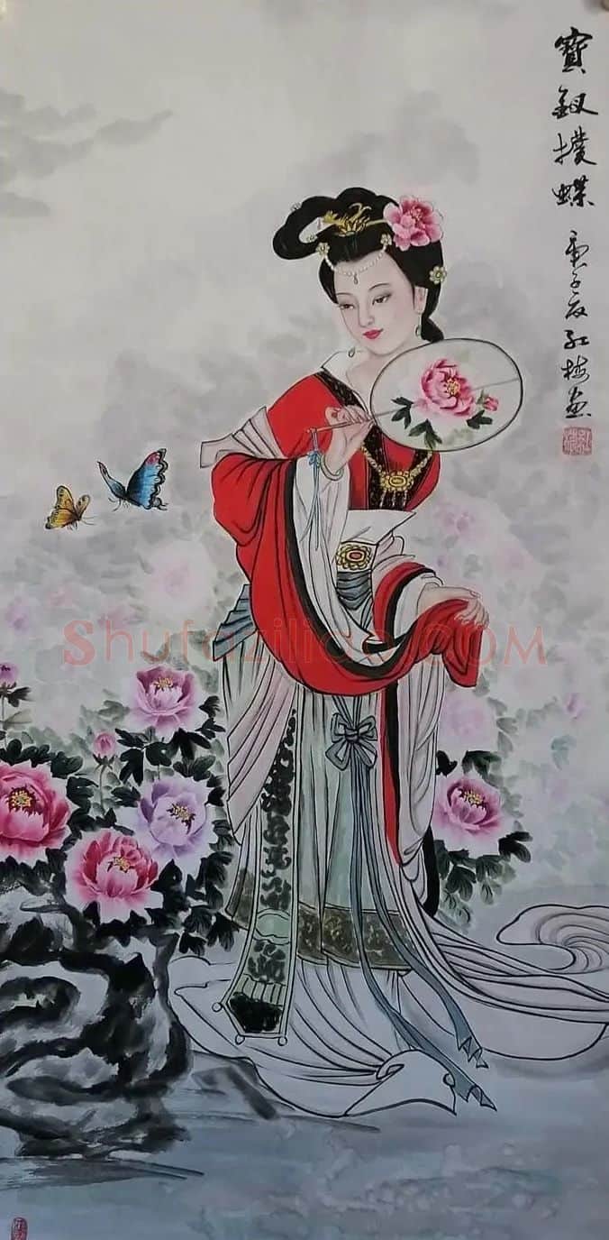 李美英·李美英画家《宝钗捕蝶》