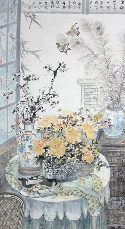 石文君·半窗花鸟