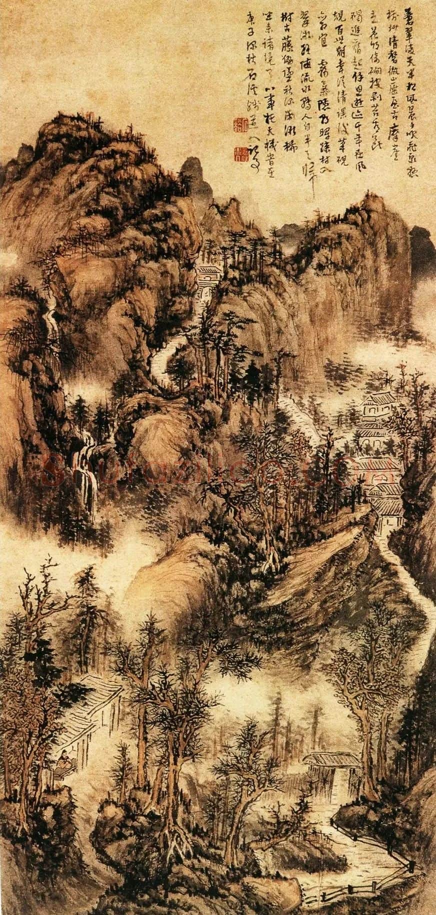 髡残·苍翠凌天图