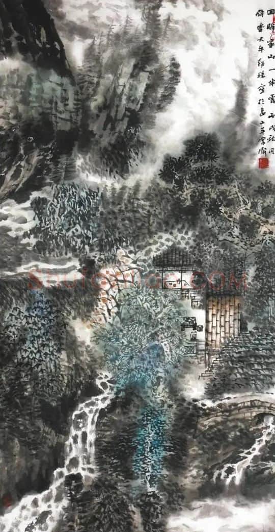 牛锡珠·浮云清溪图