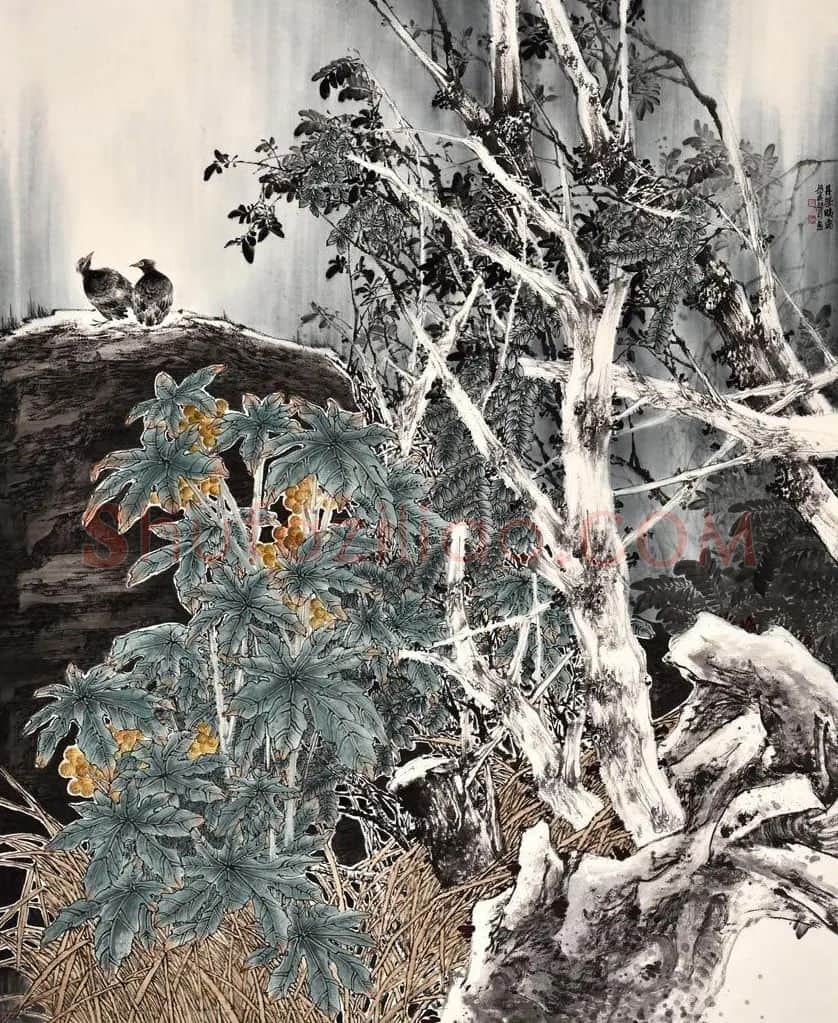 胡秋声·丹叶晓霜