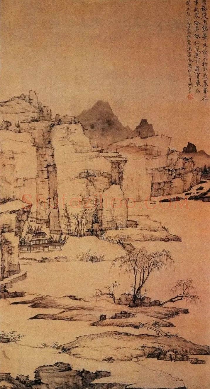 弘仁·雨余柳色图