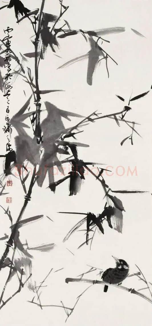 韩天衡·墨竹游禽