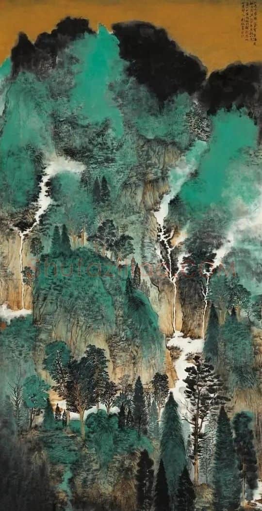 刘牧青·山色千寻常耸翠泉源万斛自飞流