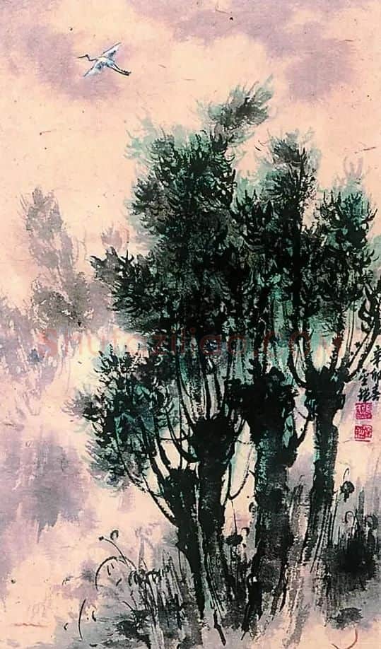 张金鉴·春塘放鹤