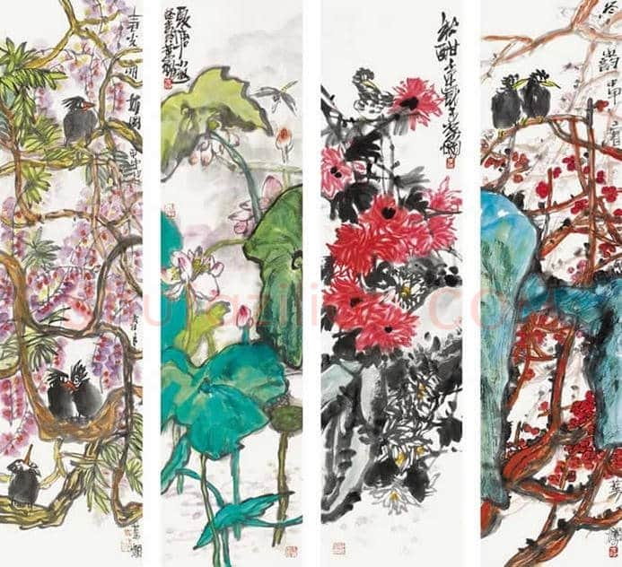 王雪涛等《花鸟四条屏》作品欣赏 | 书画资料