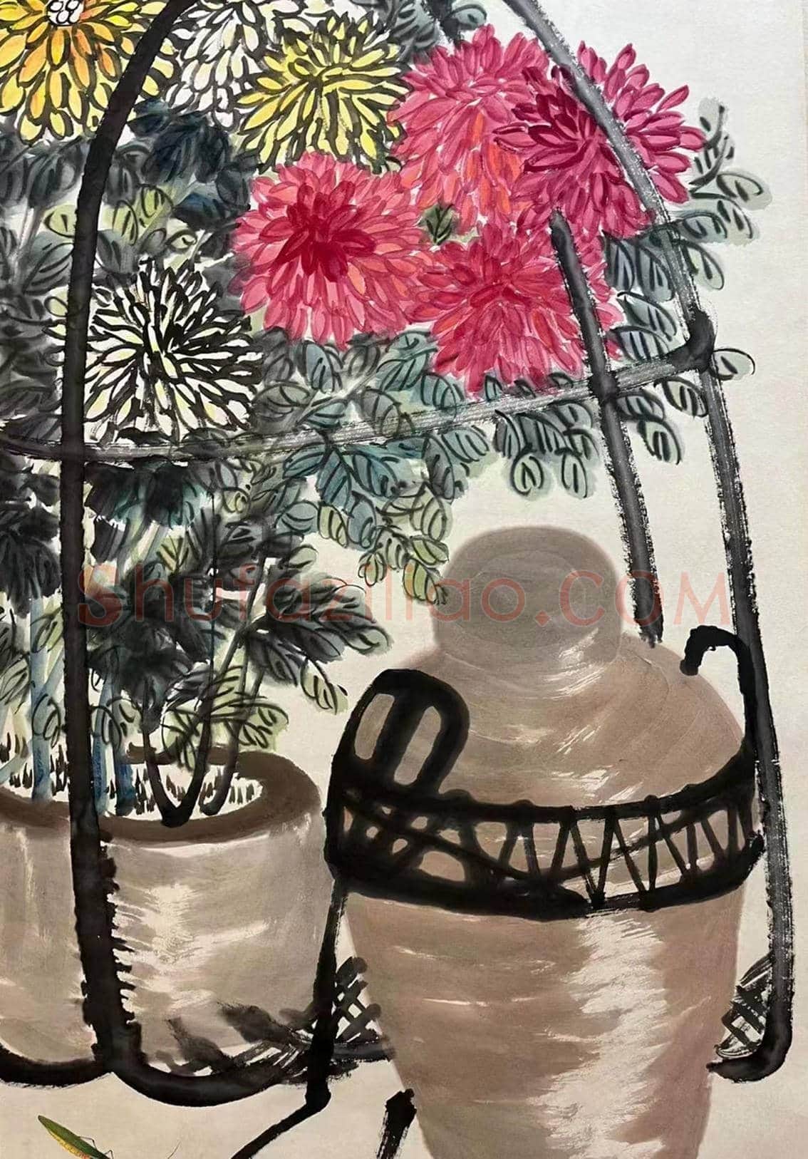 大写意的高峰——齐白石《菊酒图》 | 国画鉴赏