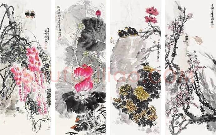 王雪涛等《花鸟四条屏》作品欣赏 | 书画资料