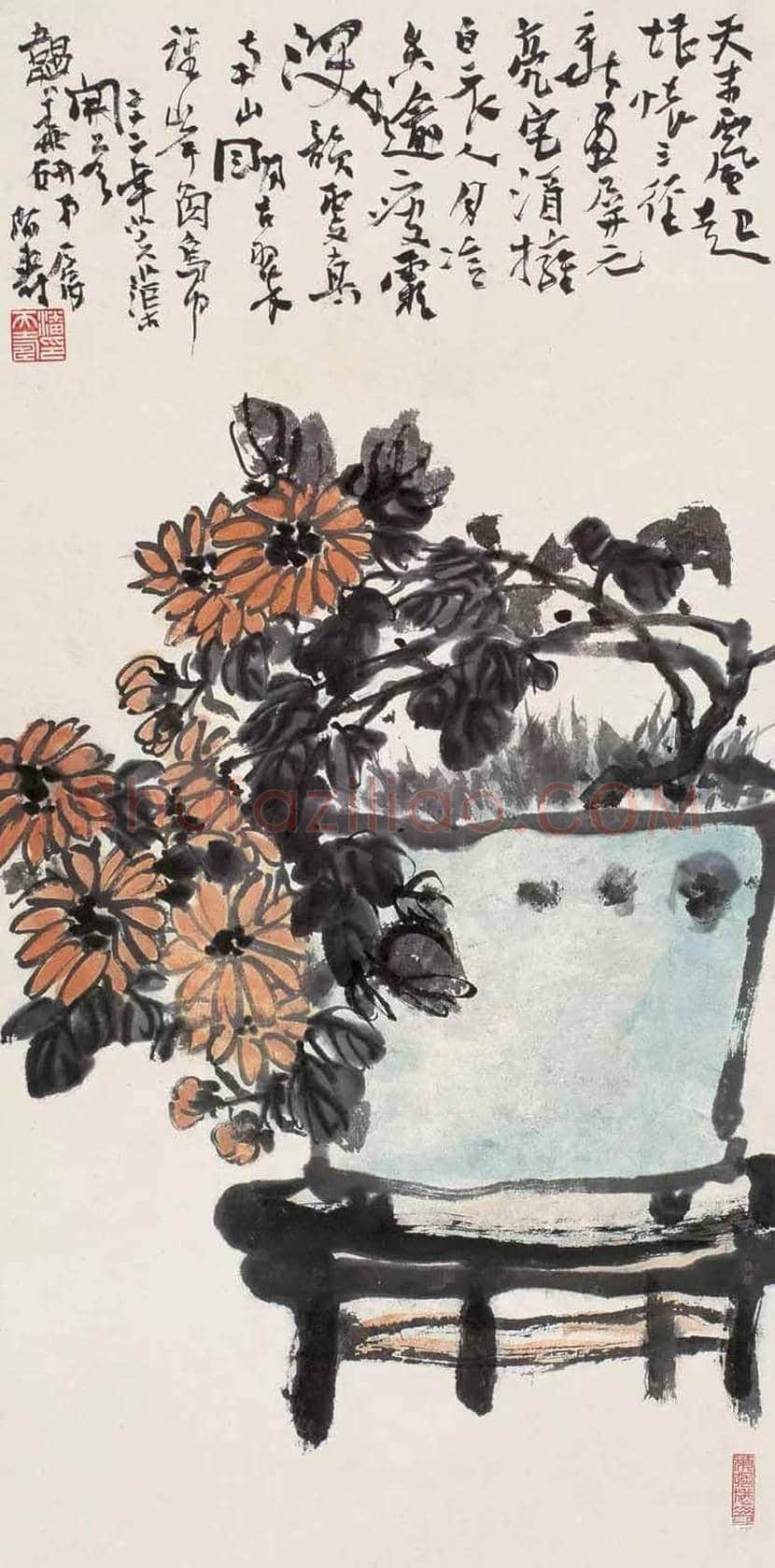 潘天寿笔下的菊花及拍卖价格 | 书画文摘