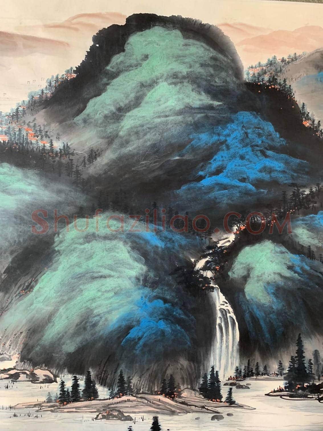 张大千丈六泼彩巨制《江静潮平图》，问鼎之作 | 国画作品