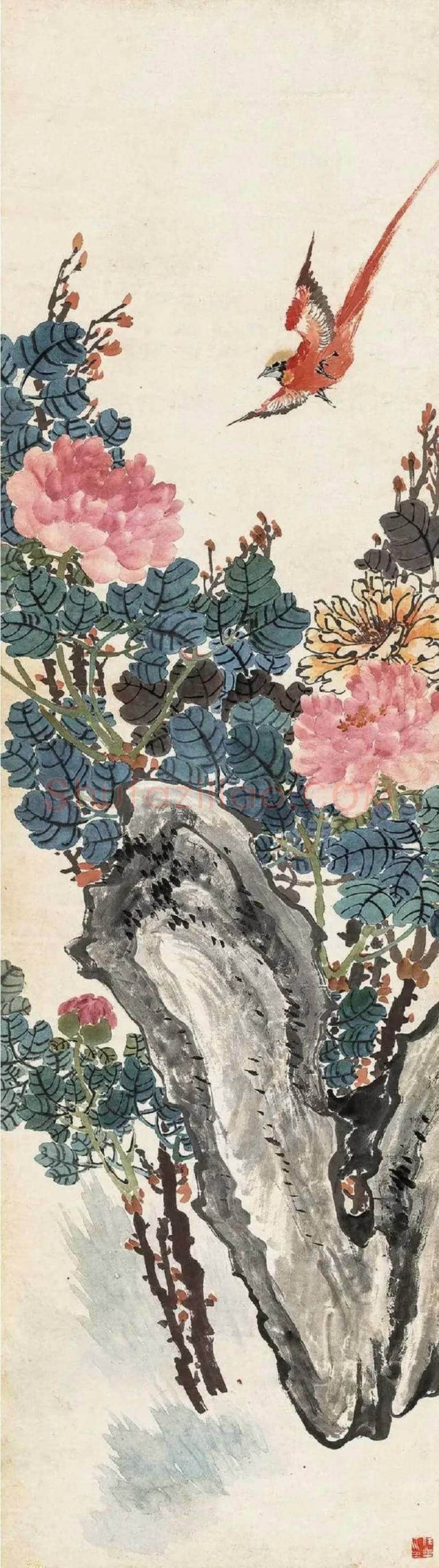 任薰花鸟四屏欣赏 | 书画讲解
