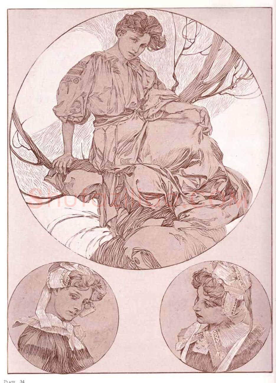 穆夏素描作品欣赏 | 书画文摘
