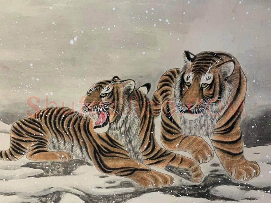 张善孖张大千合绘《群虎图》,丈二巨制 | 国画鉴赏