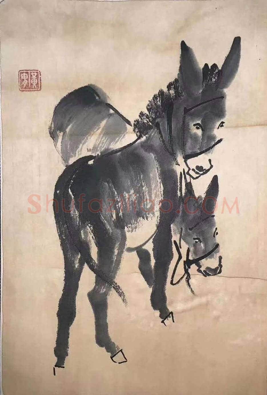 黄胄《双驴图》十开册页,经典力作 | 国画图片