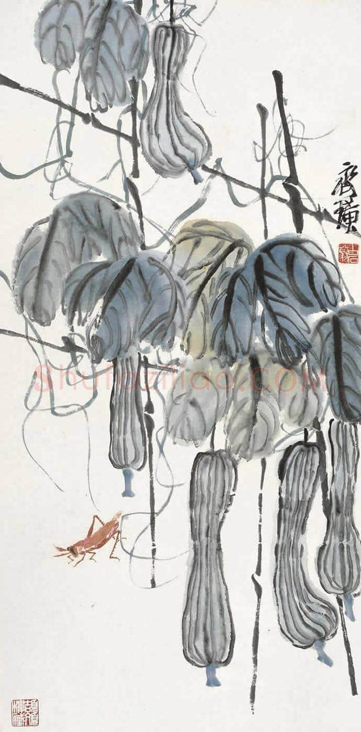 齐白石画丝瓜,寓意思念和牵挂 | 书画常识