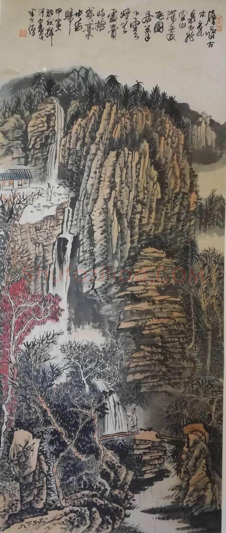 界画大师黄秋园作品《层岩古木》，晚年精品 | 国画欣赏