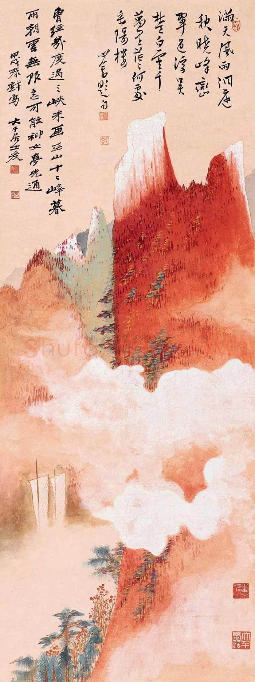 张大千作品《巫山云起》,有身临其境之感! | 国画赏析