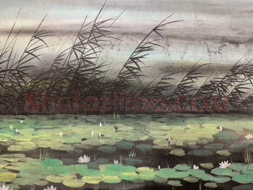 林风眠国画《荷塘》,馆级丈二巨制! | 国画鉴赏