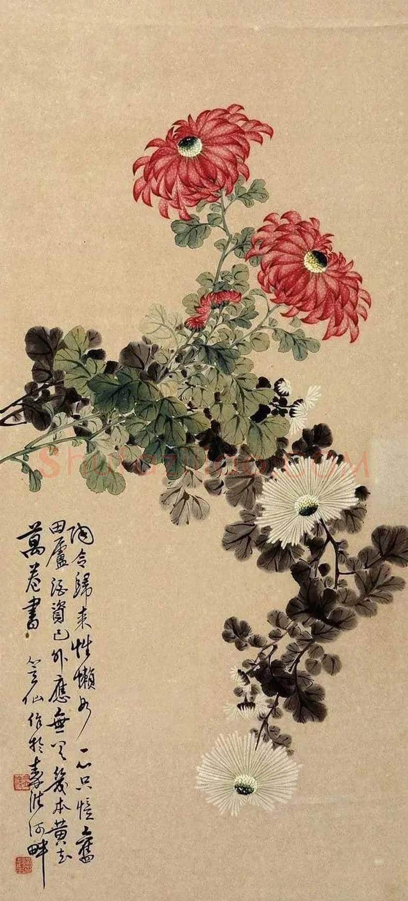 吴笠仙菊花作品欣赏 | 书画百科