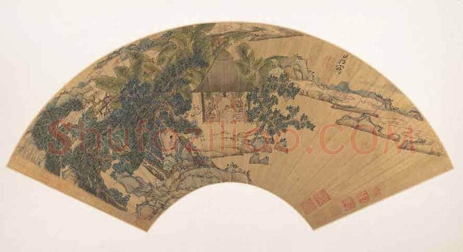 明代陈洪绶《林亭清话图》扇面赏析 | 传世国画赏析