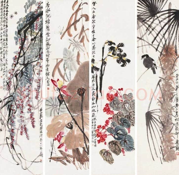 齐白石《花卉四条屏》拍卖情况 | 书画百科