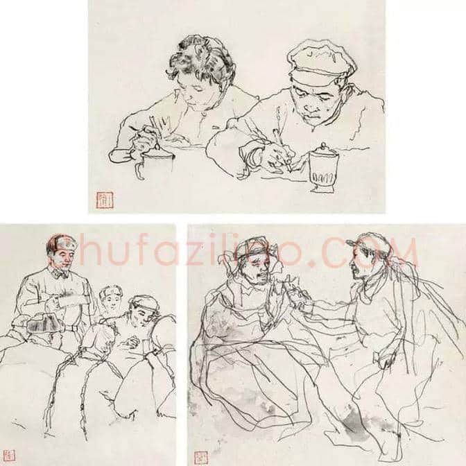 程十发人物,风景绘画手稿 | 书画文摘