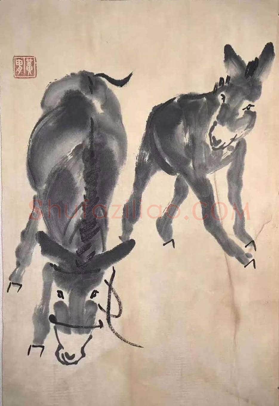 黄胄《双驴图》十开册页,经典力作 | 国画图片