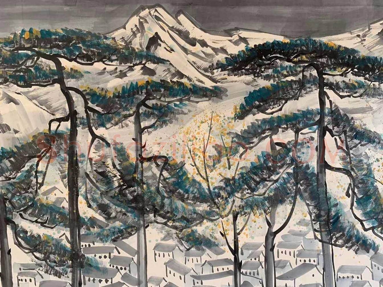 吴冠中丈二巨制《仰望与横看》，银灰色时期巅峰之作 | 国画图片