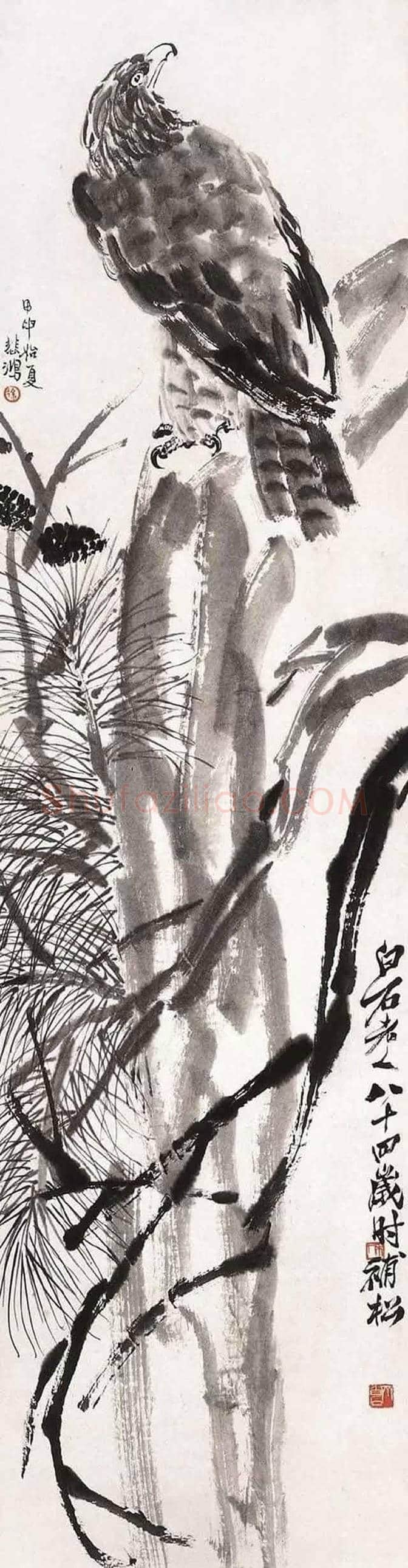 齐白石、李苦禅师徒二人画鹰，各有千秋！ | 书画资料